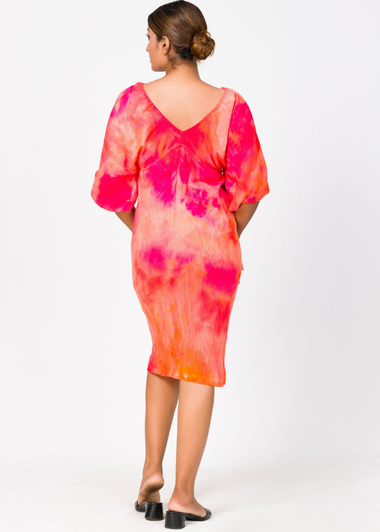 Balloon Sleeve V-Neck Batik Dress