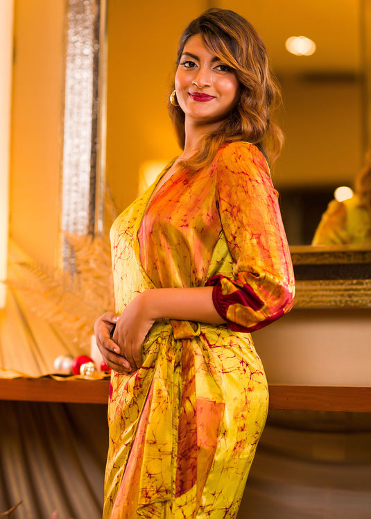 Floral Detail Wrap Round Dress (Green)