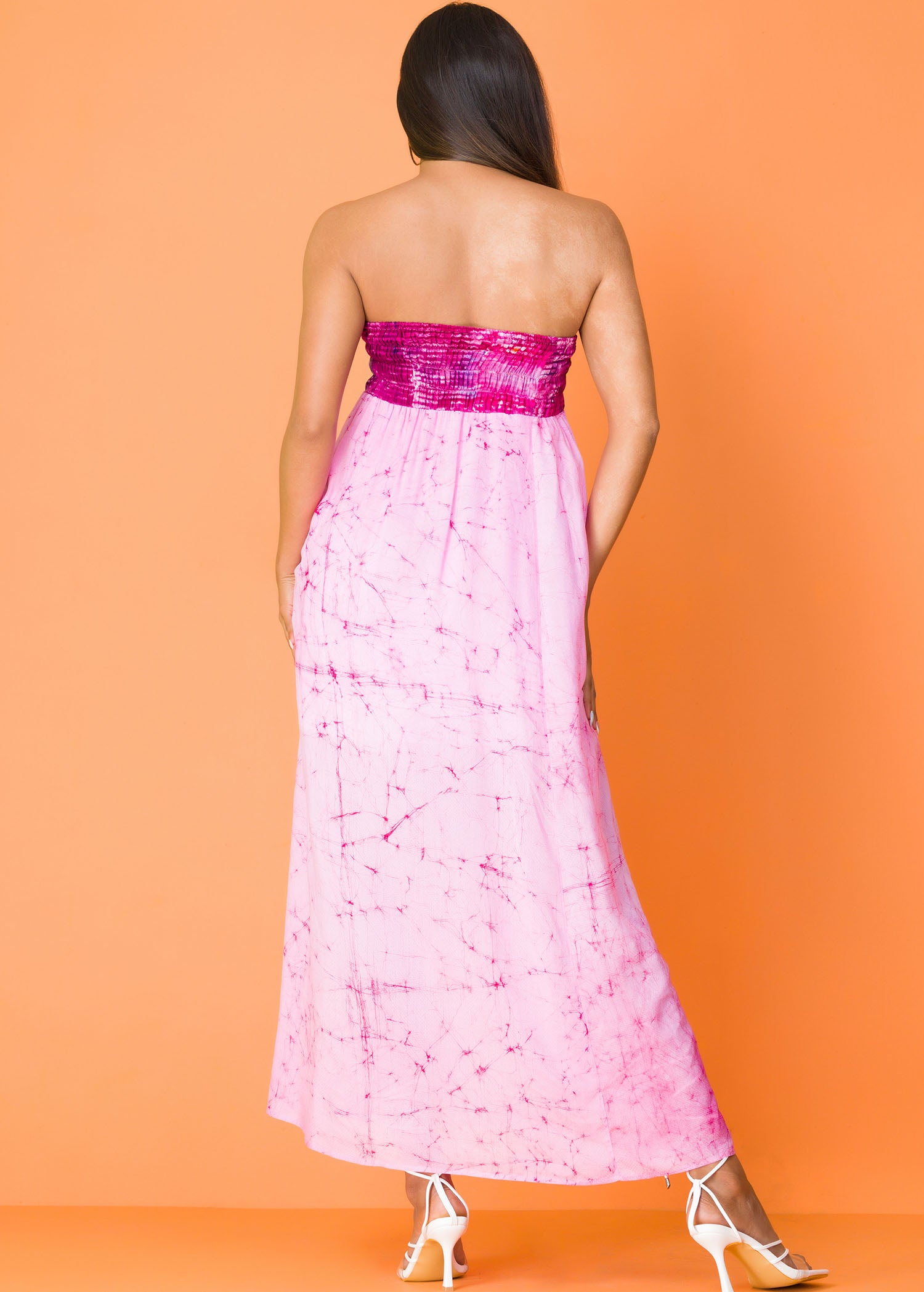 Shirred Elastic Batik Dress