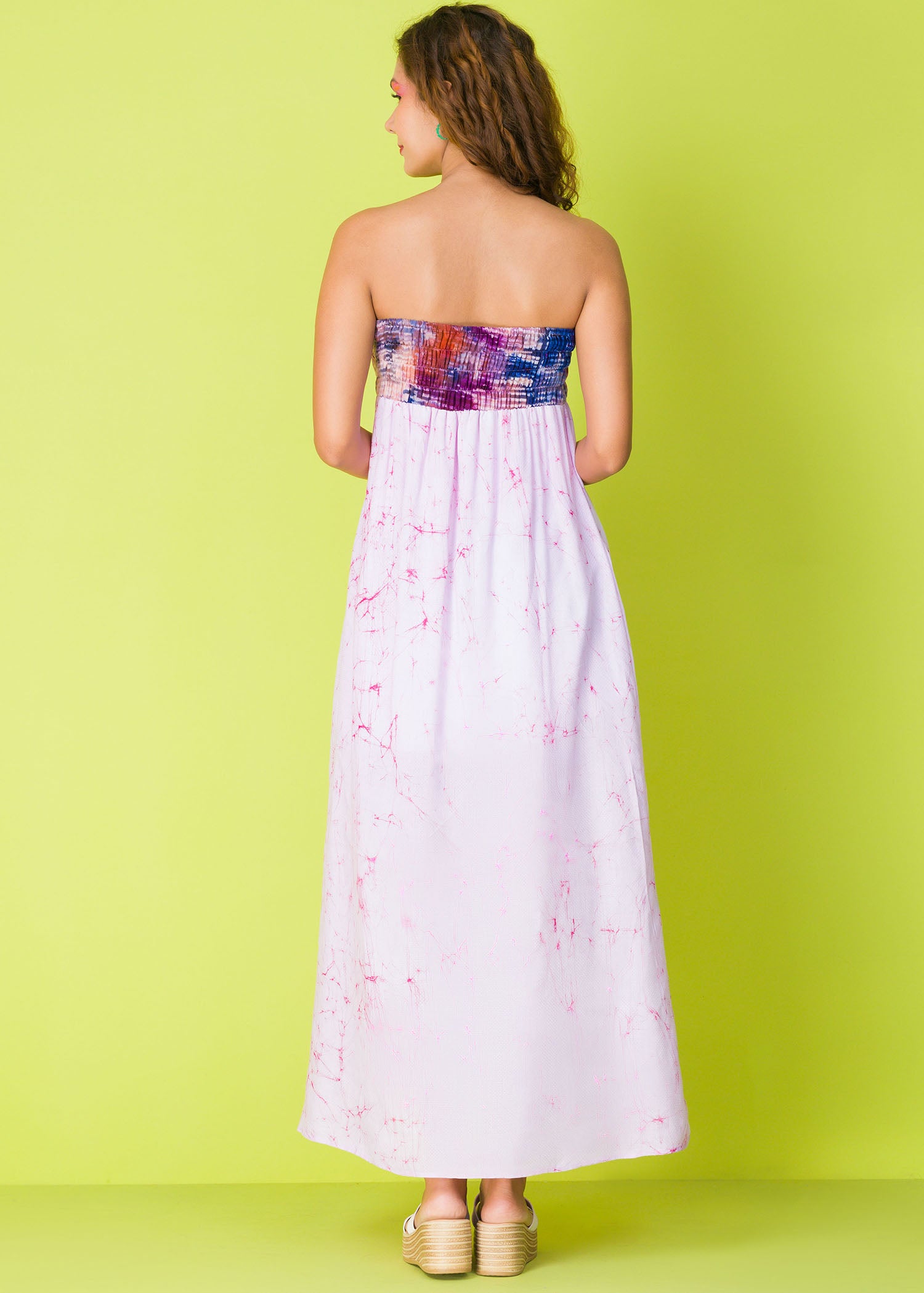 Shirred Elastic Batik Dress