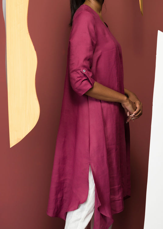 Asymmetrical Hem Flowy Long Kurtha