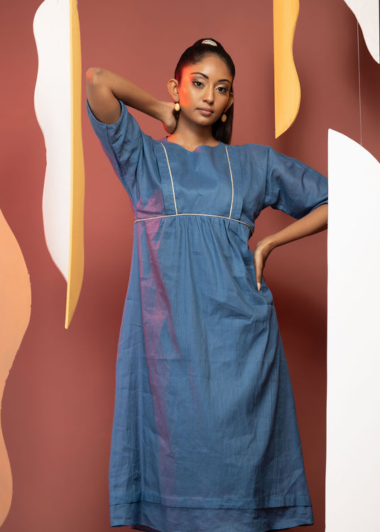 Puff Sleeve Yoke Detail Dress