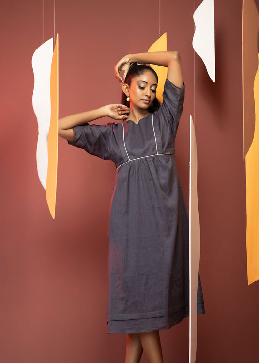 Puff Sleeve Yoke Detail Dress