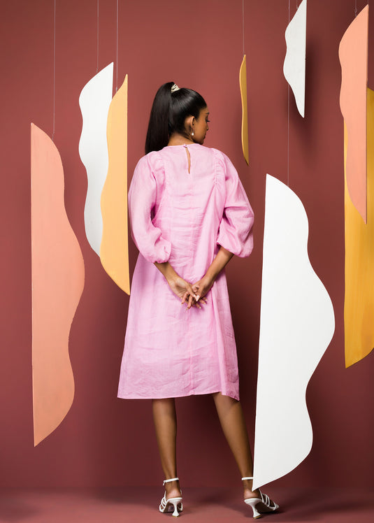 Puff Sleeve Yoke Detail Dress