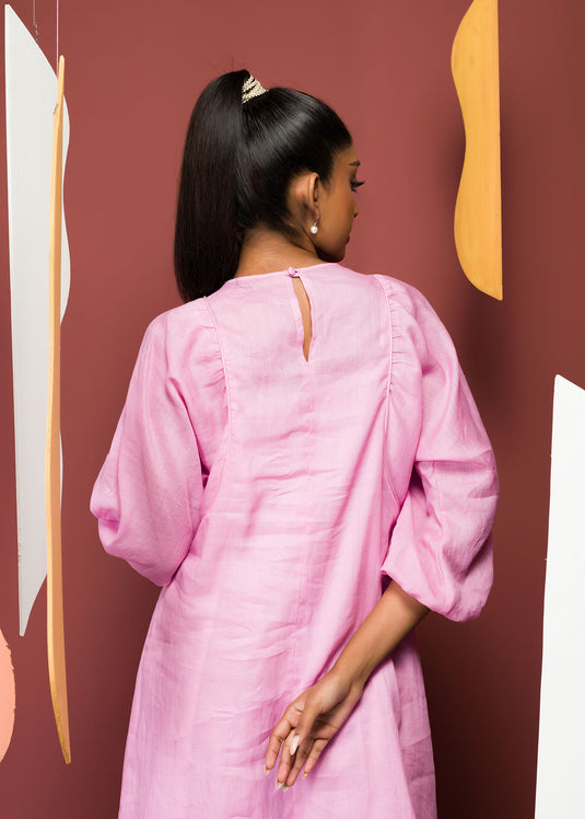 Puff Sleeve Yoke Detail Dress