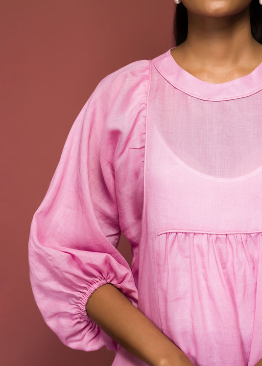 Puff Sleeve Yoke Detail Dress
