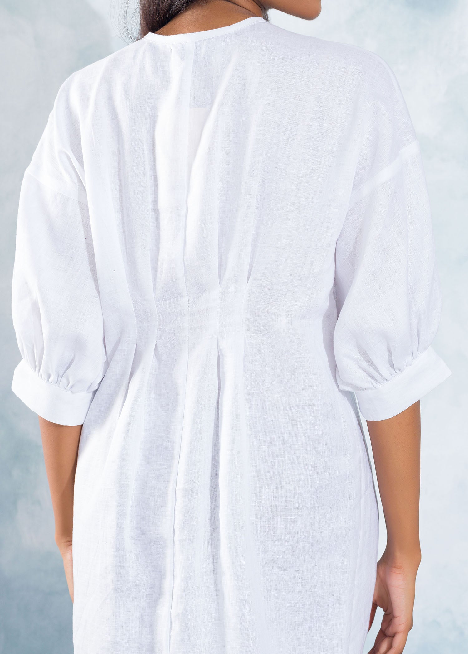 Semi Fitted Midi Dress (White)
