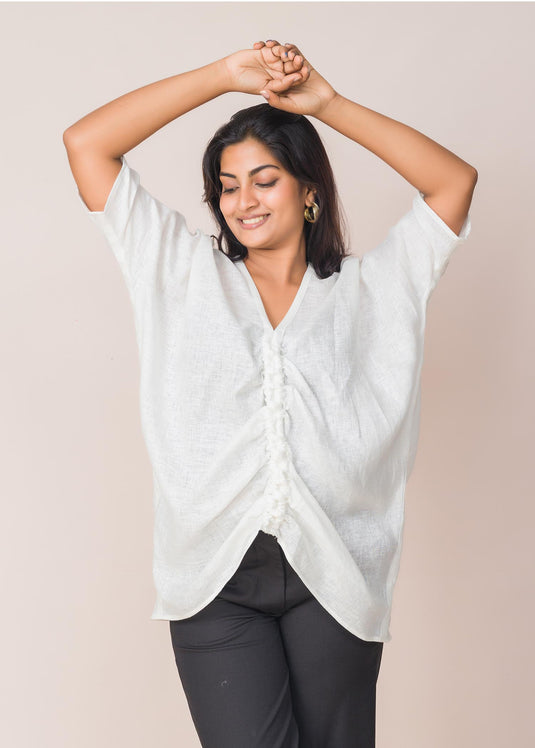 Front Ruched Detailed Voluminous Top