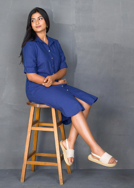 ROLLED UP SLEEVE SHIRT DRESS