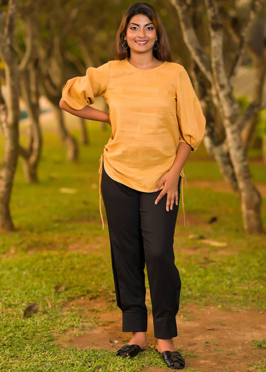 Ruched Detail Linen Blouse