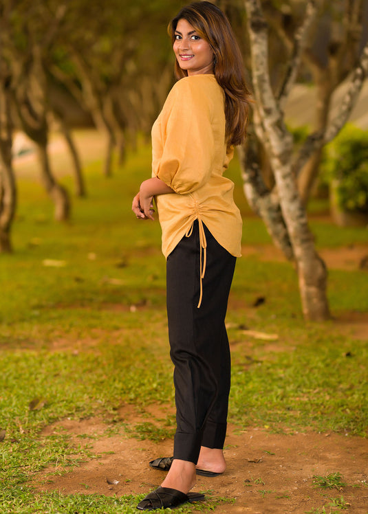 Ruched Detail Linen Blouse