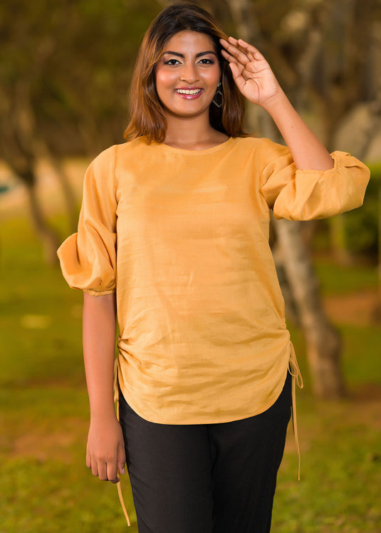 Ruched Detail Linen Blouse