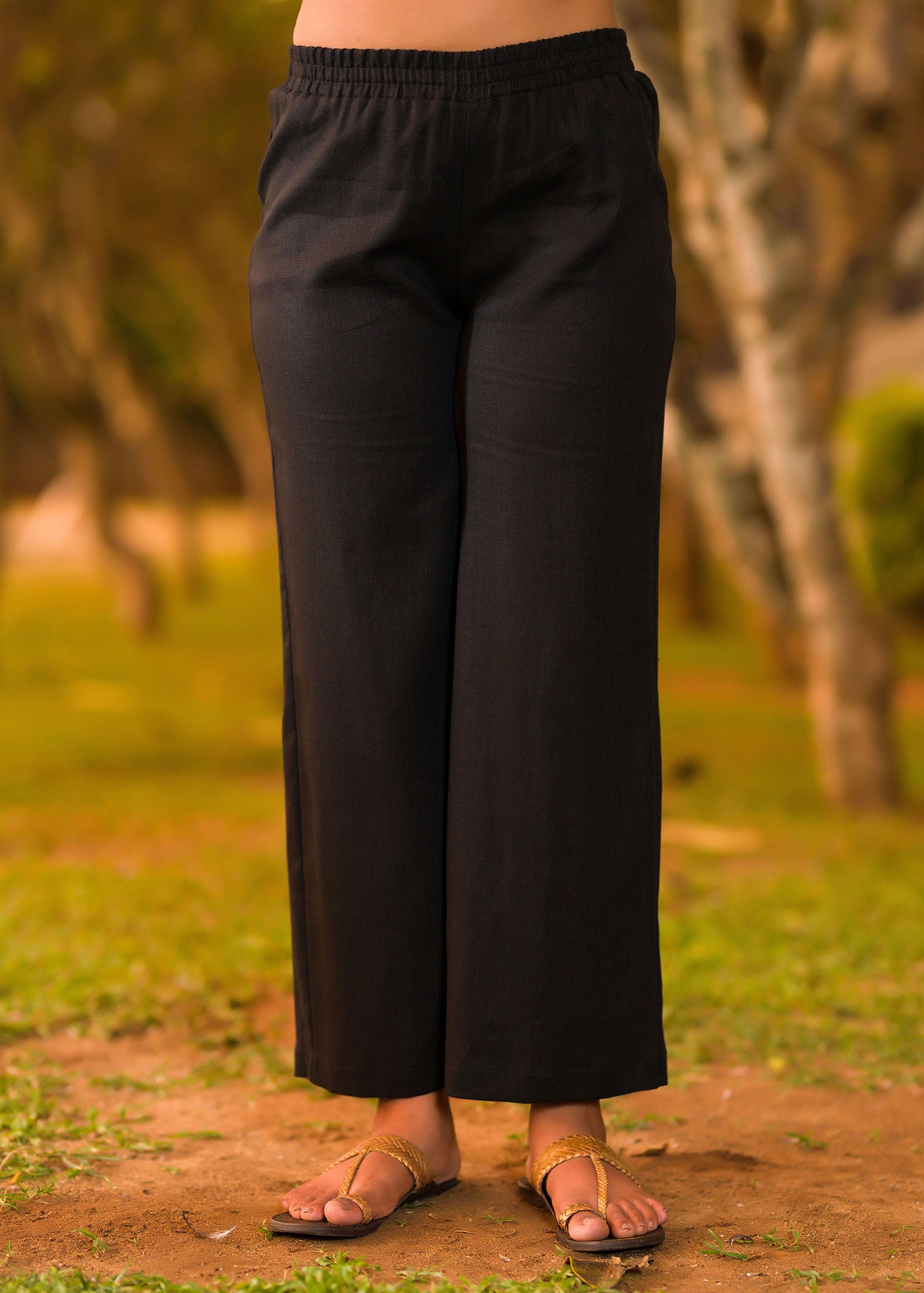 Elasticated Linen Straight Pant