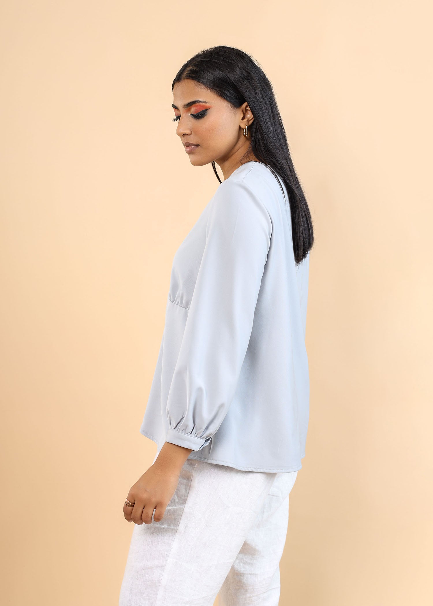 Long Sleeve Top With Front Button