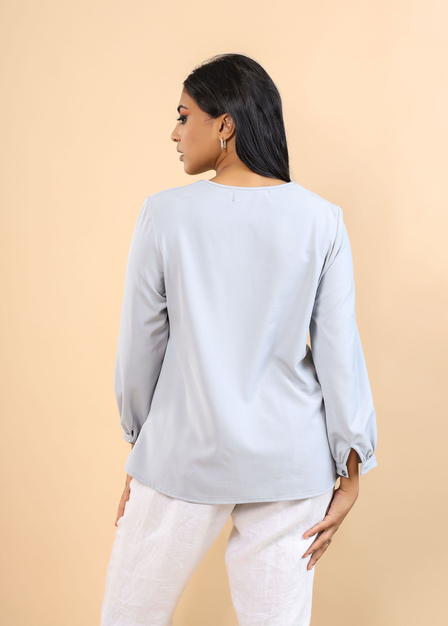 Long Sleeve Top With Front Button