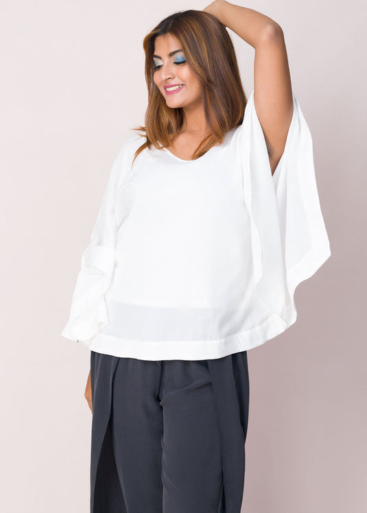 Cross Flap Sleeve Detailed Blouse