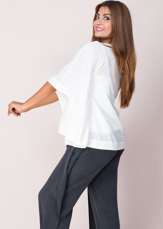 Cross Flap Sleeve Detailed Blouse