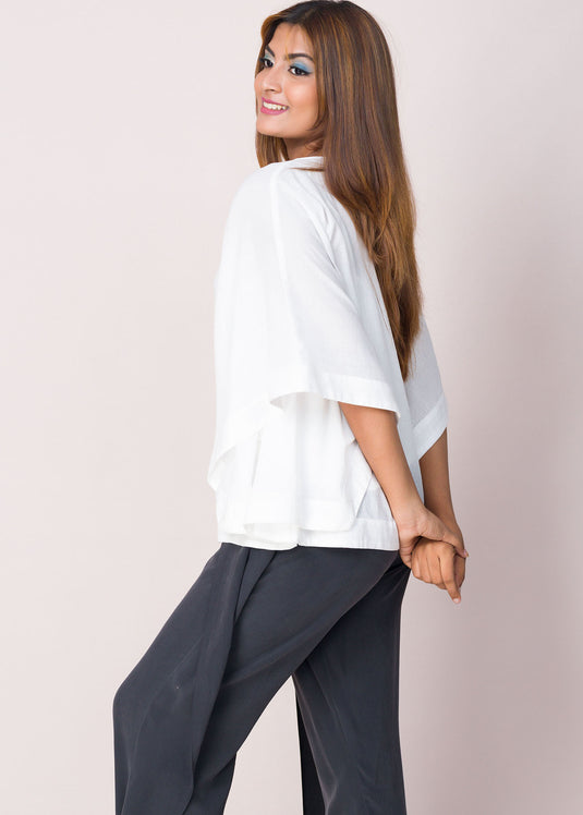 Cross Flap Sleeve Detailed Blouse