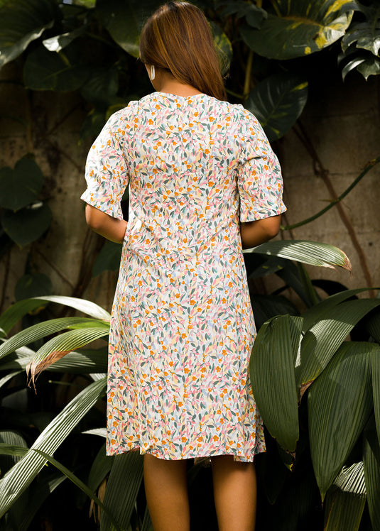 Front Paneled Flared Dress (Floral)