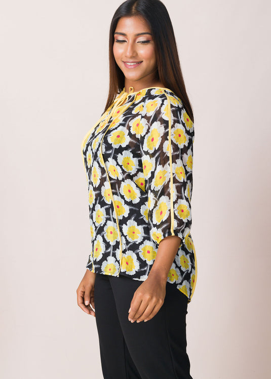 Piping Detail puff sleeve top