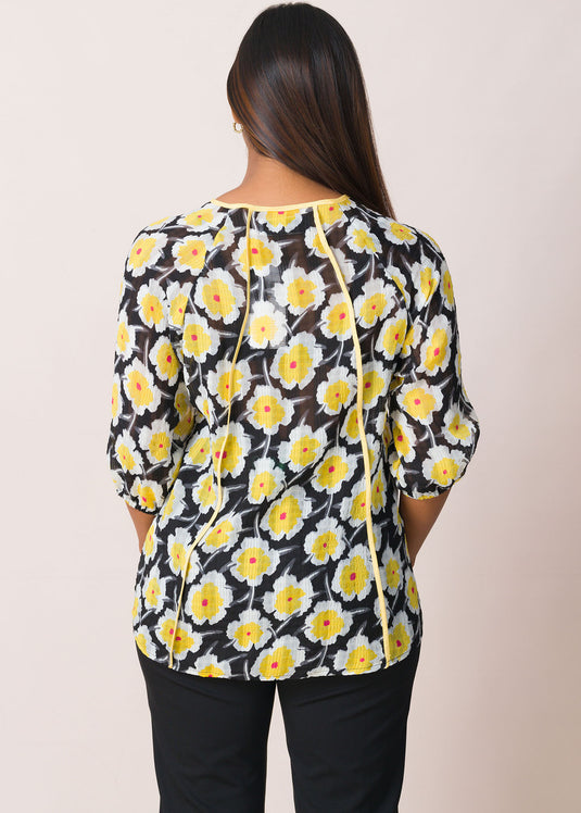 Piping Detail puff sleeve top