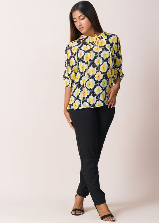 Piping Detail puff sleeve top