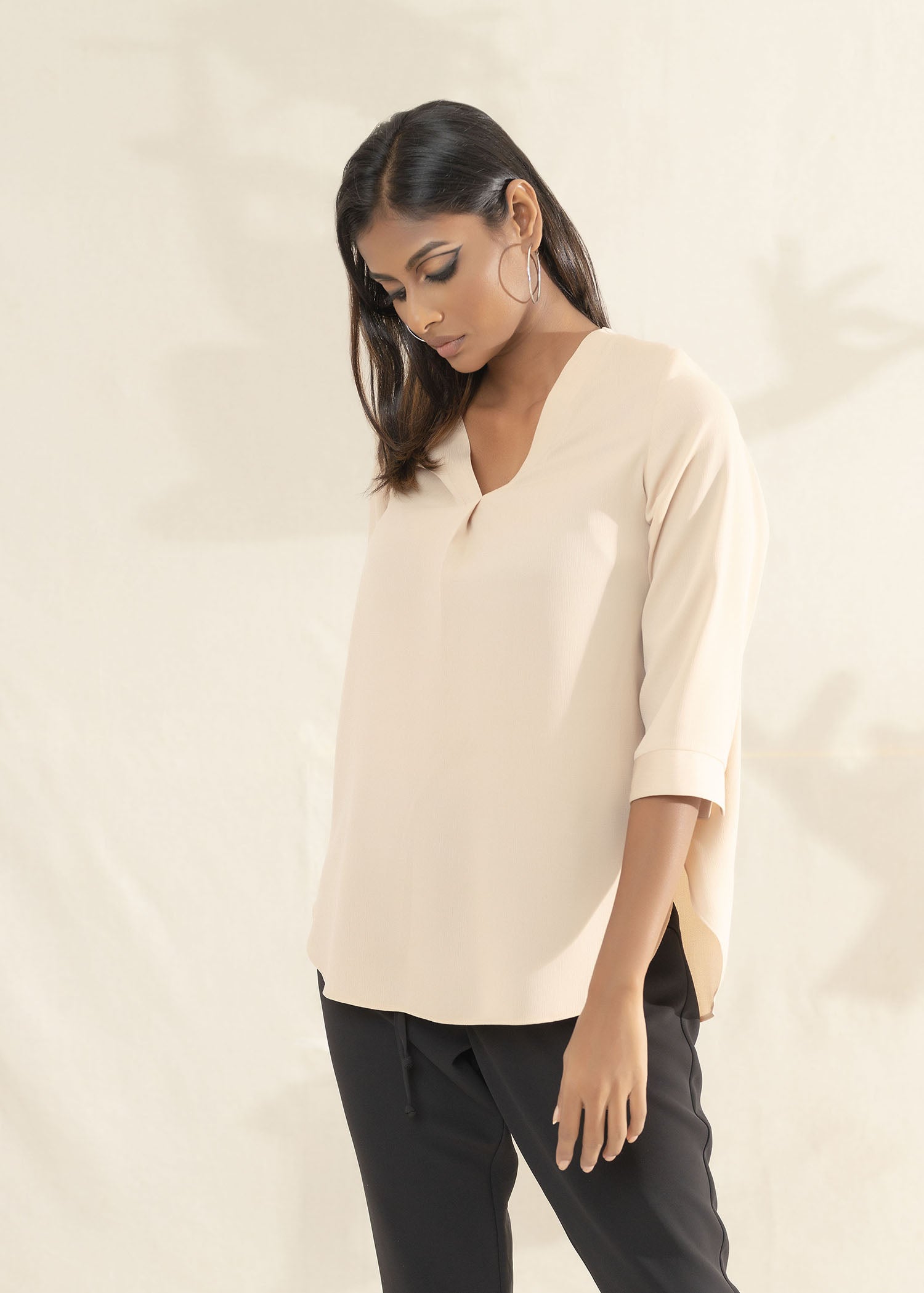 3/4 Sleeve V-Neck Top