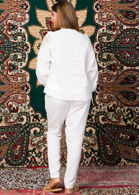Voluminous L/S Raffia Blouse