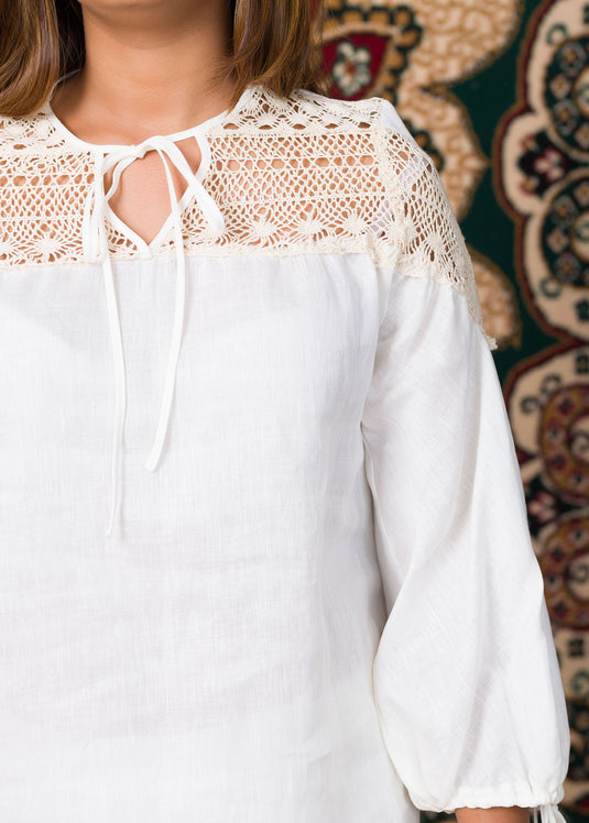 Voluminous L/S Raffia Blouse