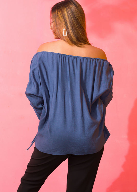 Ruched Sleeve Detail Off Shoulder Top