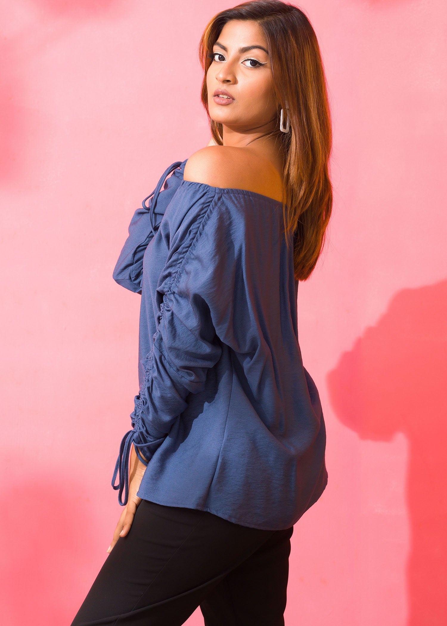 Ruched shoulder top cheap