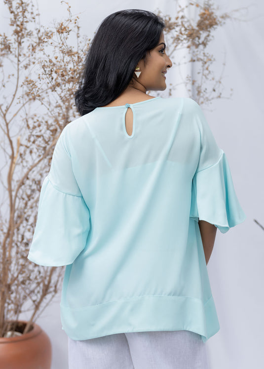 Flounce sleeve detailed blouse