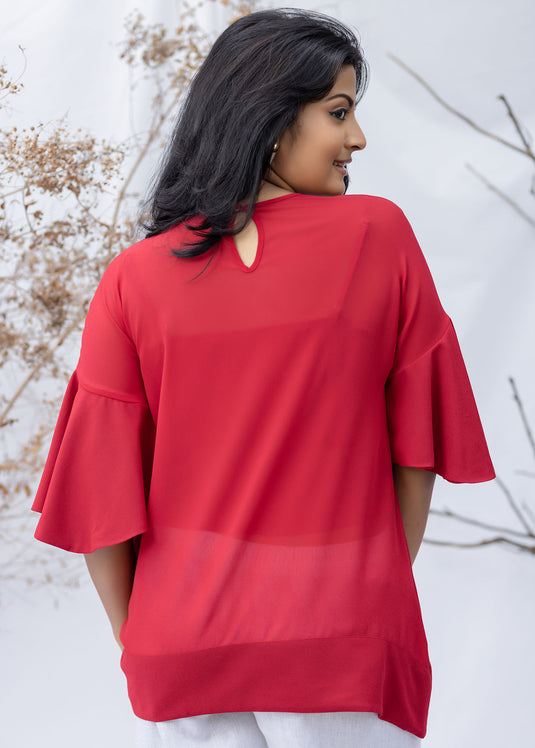 Flounce sleeve detailed blouse