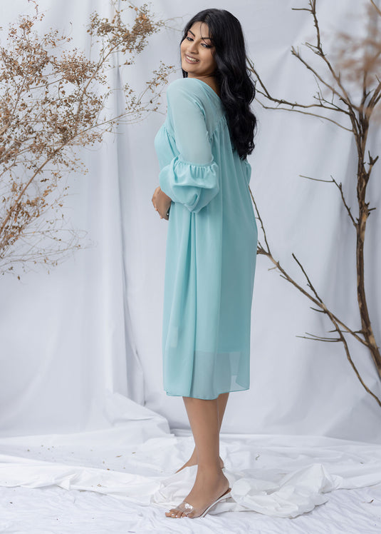 FRONT GATHERED LONG DRESS