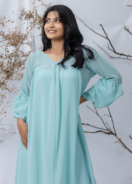 FRONT GATHERED LONG DRESS