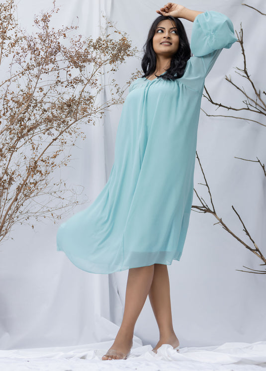 FRONT GATHERED LONG DRESS