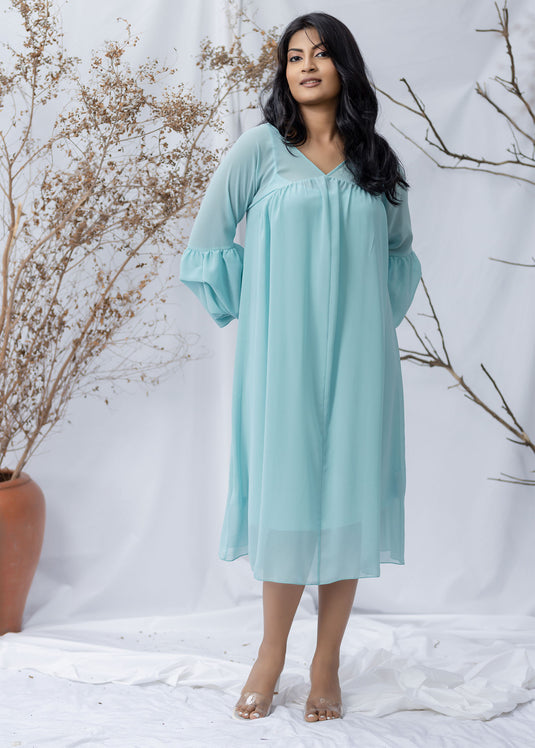 FRONT GATHERED LONG DRESS
