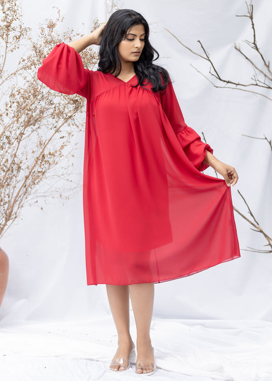 FRONT GATHERED LONG DRESS