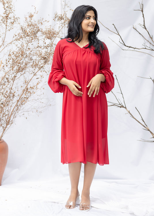 FRONT GATHERED LONG DRESS