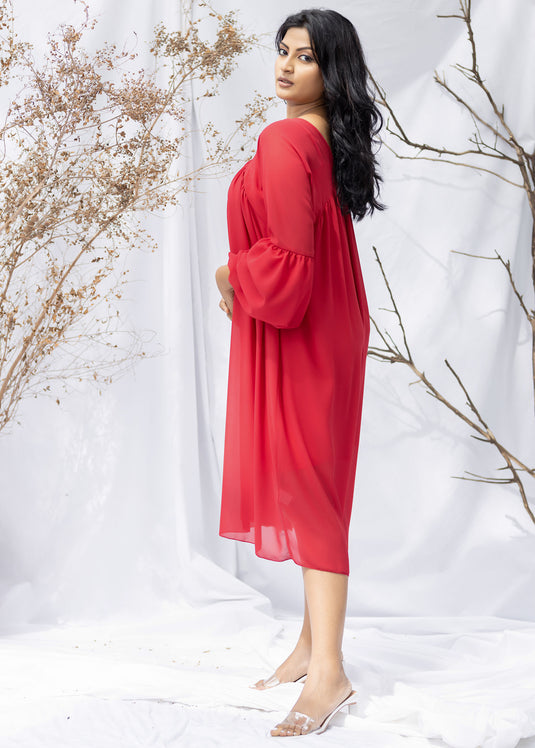 FRONT GATHERED LONG DRESS