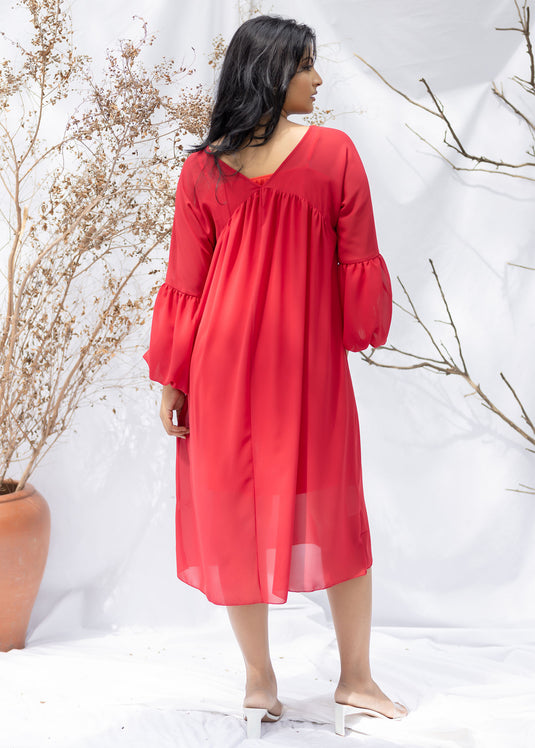 FRONT GATHERED LONG DRESS