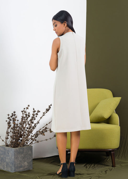 Sleeveless Front Placket Detail Dress