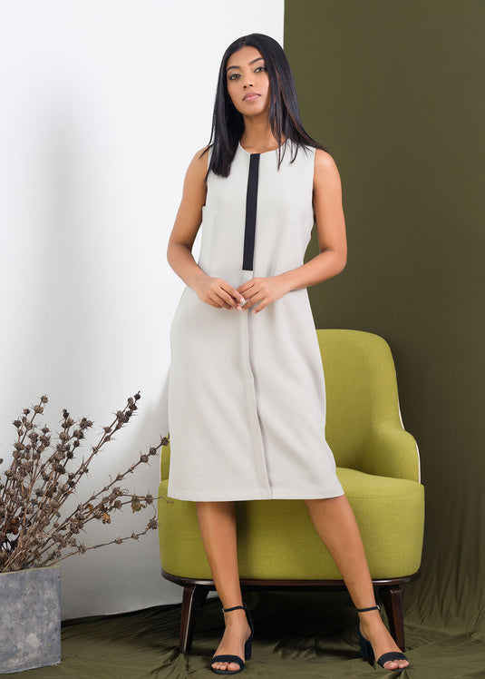 Sleeveless Front Placket Detail Dress