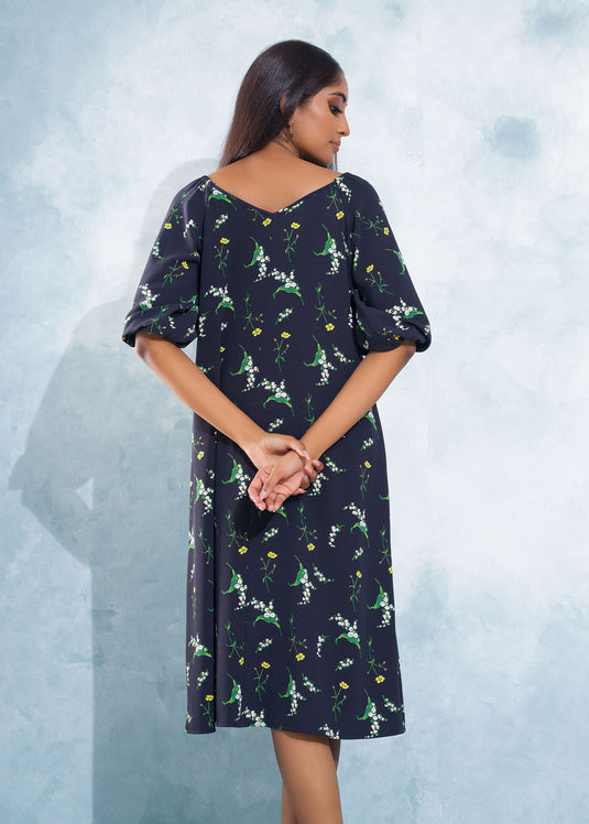Puff Sleeve Long Dress