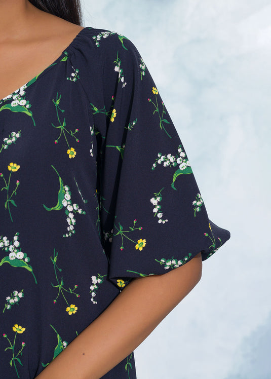 Puff Sleeve Long Dress