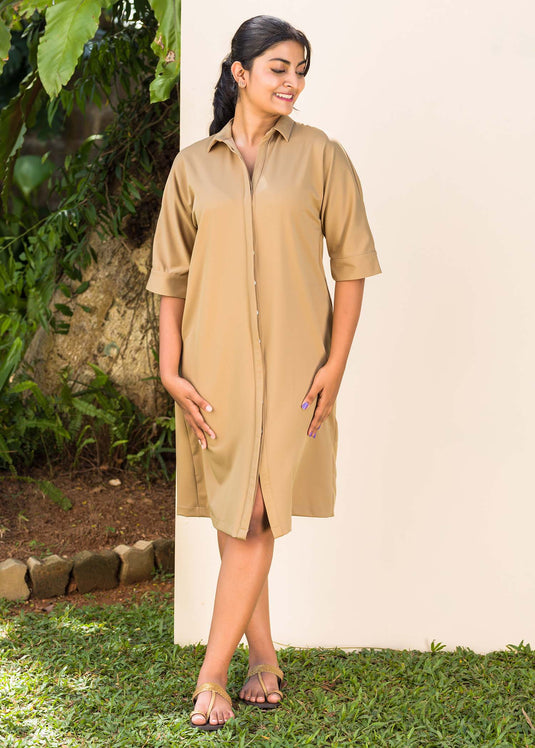 Collar Detailed Button Down Shirt DresS