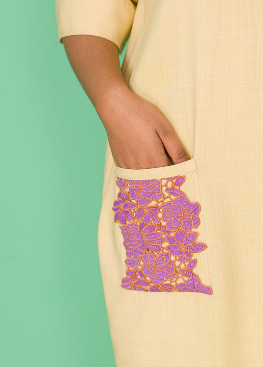 LACE POCKET DETAIL SHIRT DRESS