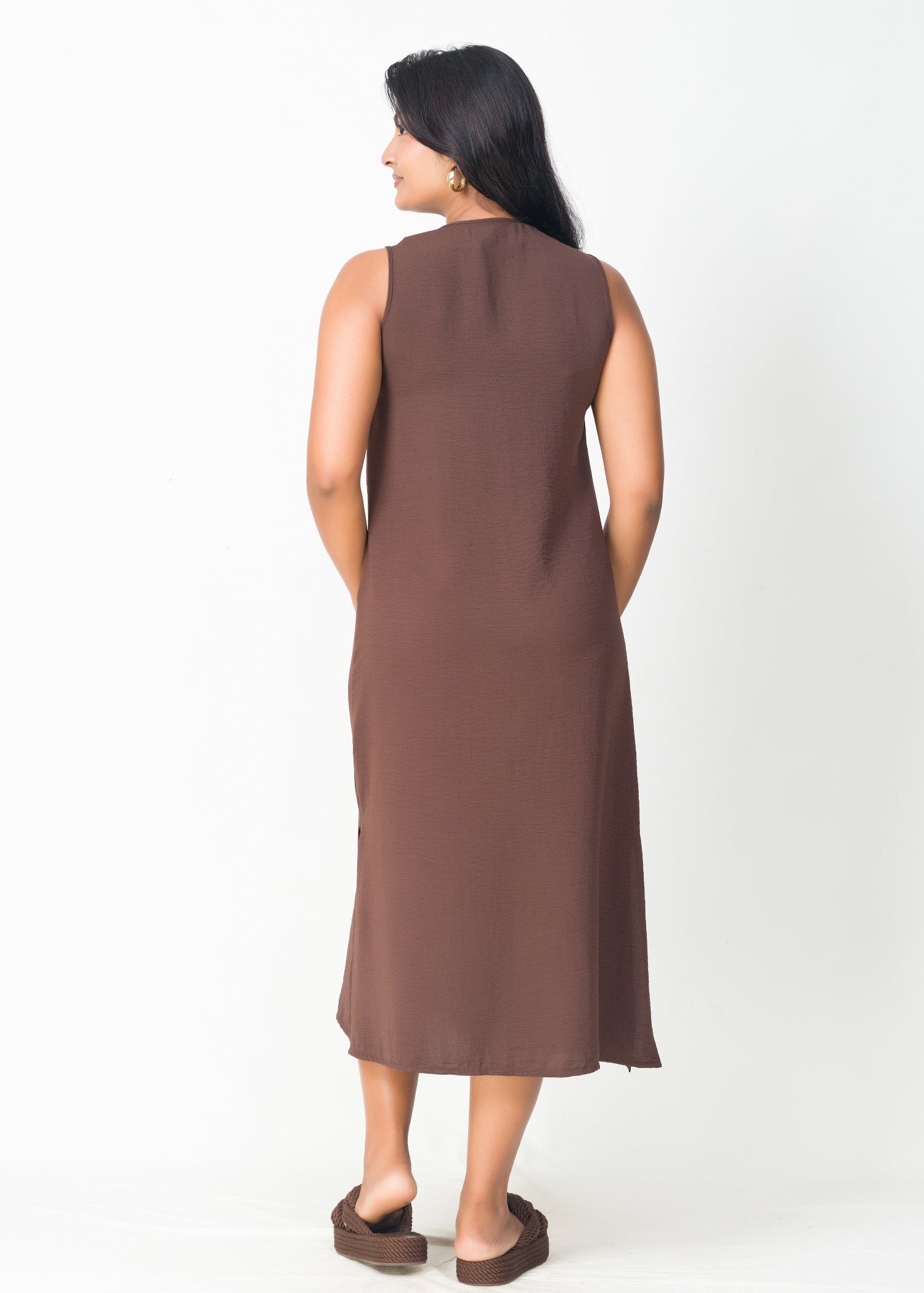 Sleeveless V-Neck solid dress