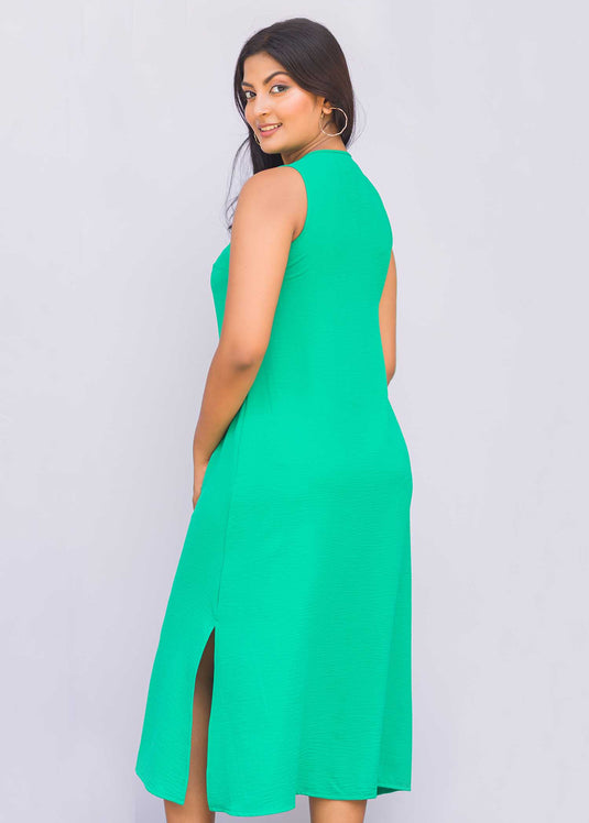Sleeveless V-Neck solid dress