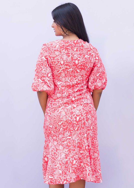 Puff Sleeve Detailed Bottom Frilled Dress